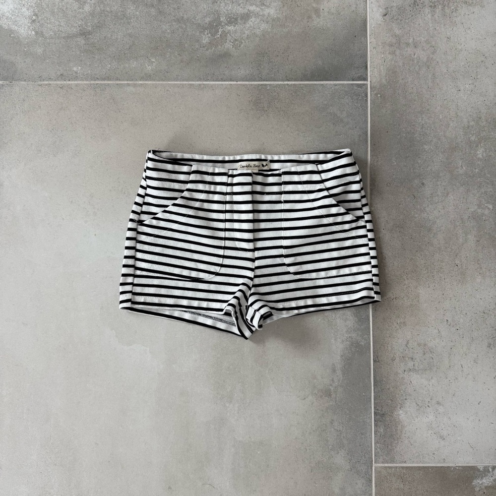 [SOLD] - High-waisted Striped Black and White Shorts